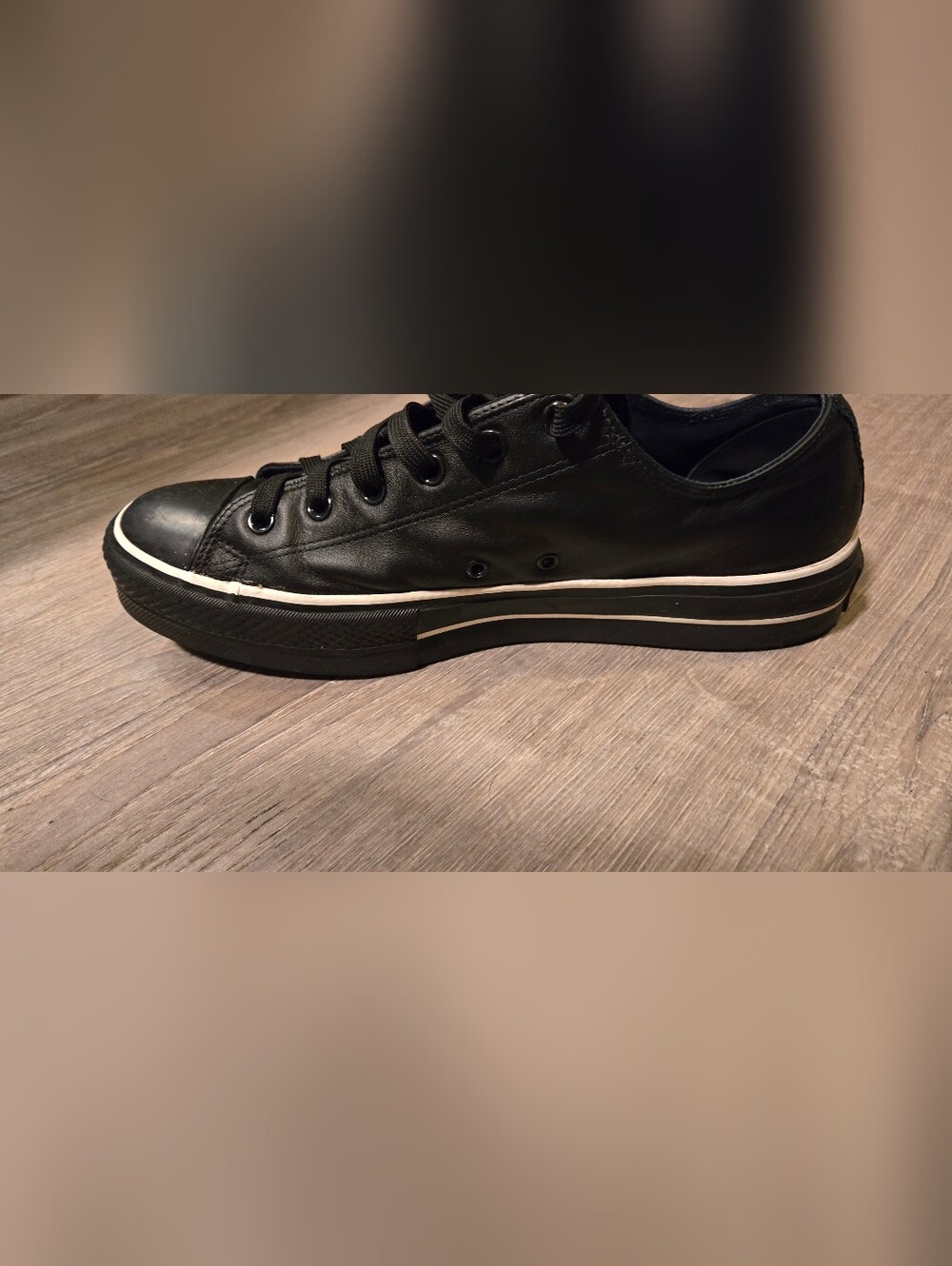 Converse By You Custom Black Leather Low Top Sneakers - Men's 12 / Women's 14 - Picture 8 of 13